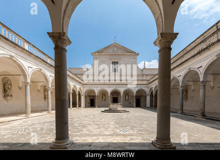 Montecassino, Italy - June 17, 2017: Cloister of Benedictine abbey of Montecassino. Italy Stock Photo