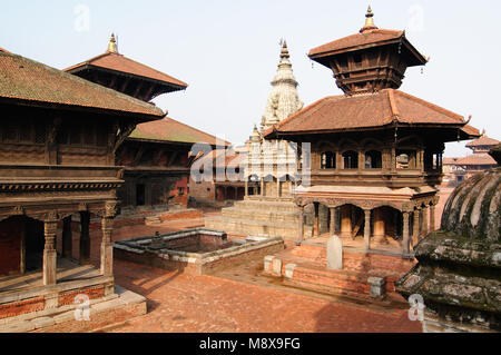 View of the old district of the Bhaktapur city in Nepal Stock Photo