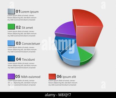 Creative vector colorful 3D pie chart Stock Vector