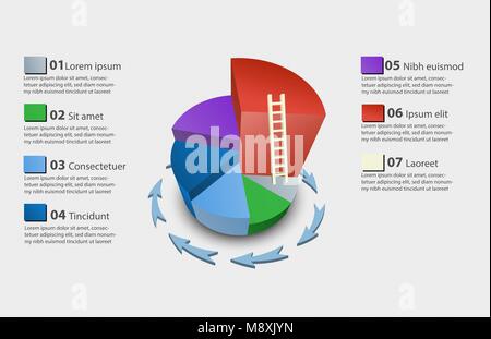 Creative vector colorful 3D pie chart Stock Vector