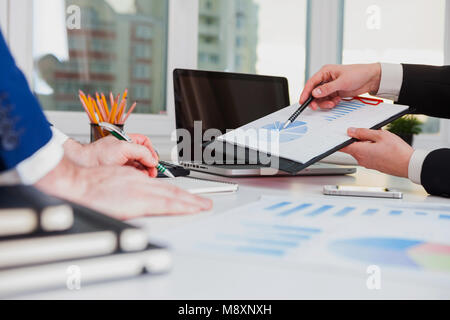 Team work process. Marketing strategy brainstorming. Stock Photo