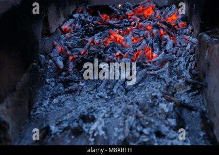Bonfire in the evening outdoor close Stock Photo