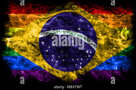 Brazil Gay smoke flag, Brazil flag Stock Photo