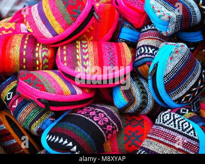 Multi-Colored Handmade Tribal Fabric Coin Purses Stock Photo