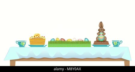 Served Easter table. Stock Vector