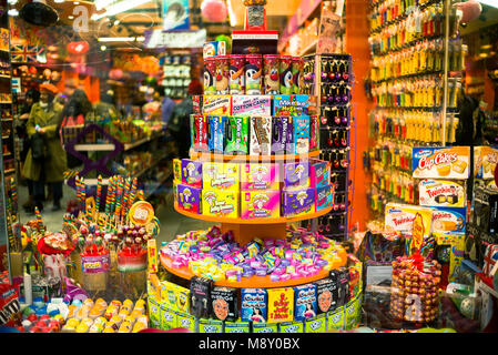 American Candy Co ,Sweet candy shop interior, Camden market London UK Stock Photo