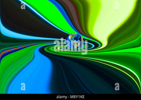 Planet Earth in swirling colorful background