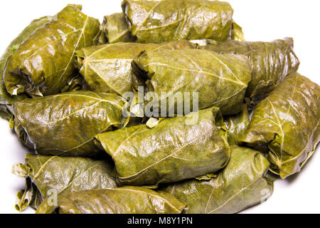 Grape leaves rolls. Sarmale, dolma, sarma, dolmades, golubtsy or golabki. East European and Asian traditional cuisine. Stock Photo