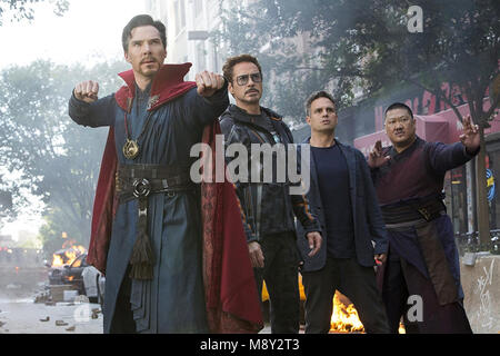 AVENGERS; INFINITY WAR  2018 Marvel Studios film with from left: Benedict Cumberbatch, Robert Downey Jr, Mark Ruffalo,  Benedict Wong