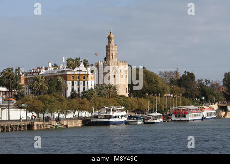Bank of the River Guadalquivir in Seville Stock Photo
