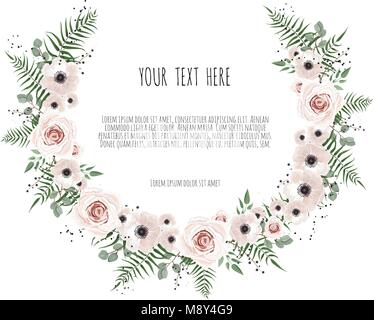 Floral vector frame with place for your text. Can be used as creating card, invitation card for wedding,birthday and other holida Stock Vector