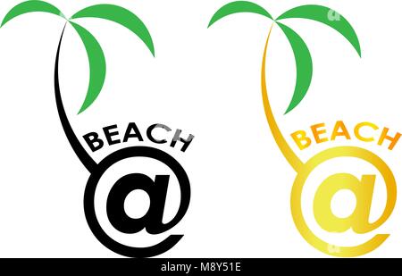 commercial at with palm tree beach logo Stock Vector