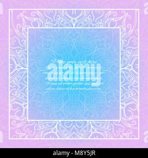 Lace invitation card. Blue and pink mandala Stock Vector