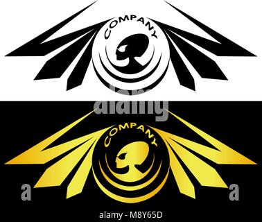 aliens surrounded by wings and inscription alien logo Stock Vector