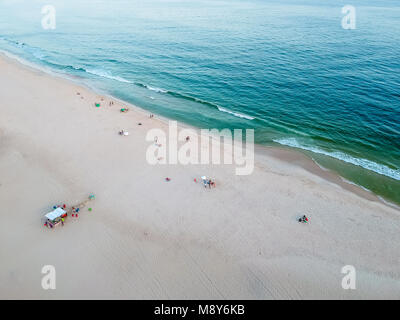 Aerial view of Ipanema beach during sunset, sun with clouds. Rio de Janeiro, Brazil Stock Photo