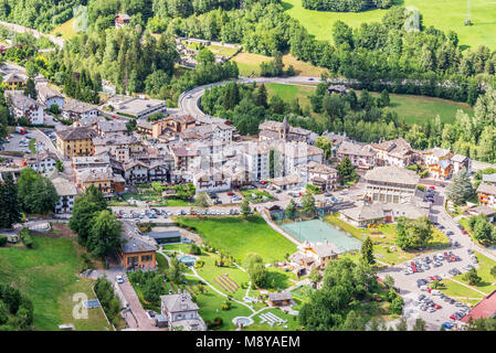 Aerial view of Pre Saint Didier, spa resort in Aosta Valley, Italy Stock Photo