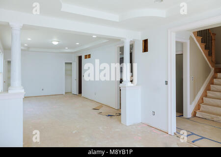 Beautiful Living room Architecture new home construction interior drywall and finish details Stock Photo
