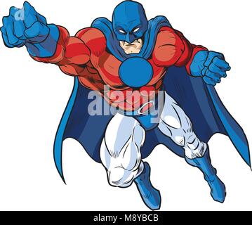 Flying superhero. Cartoon vector illustration Stock Vector Image & Art ...