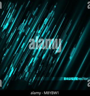 Glitch blue light technology background template. Abstract glitched azure vector design backdrop Stock Vector