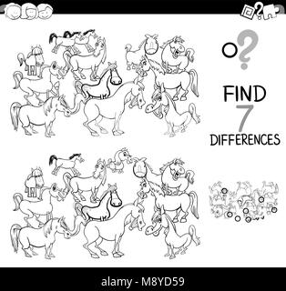 differences game with farm animals coloring book page Stock Vector ...