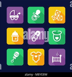 Baby Stuff Icons Flat Design Stock Vector
