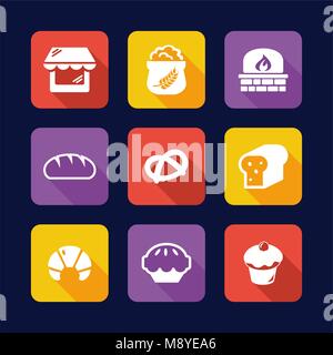 Bakery Icons Flat Design Stock Vector