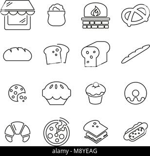 Bakery or Bakehouse Icons Thin Line Vector Illustration Set Stock Vector