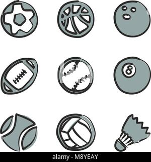 Ball Icons Freehand 2 Color Stock Vector