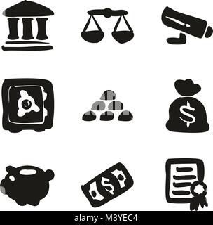Bank Icons Freehand Fill Stock Vector