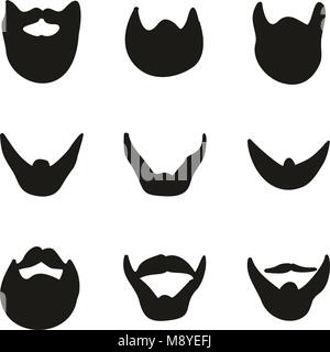 Beard Icons Freehand Fill Stock Vector