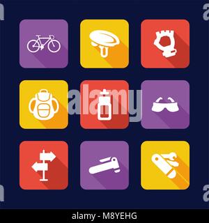 Biking Icons Flat Design Stock Vector