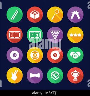 Billiards Icons Flat Design Circle Stock Vector