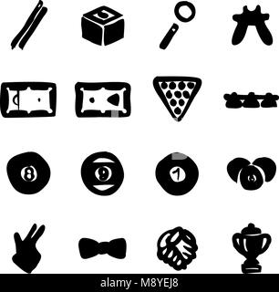 Billiards Icons Freehand Fill Stock Vector