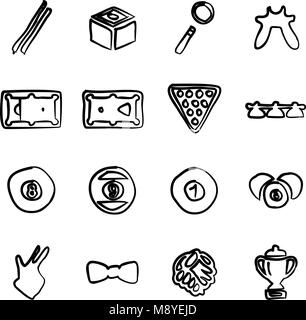 Billiards Icons Freehand Stock Vector