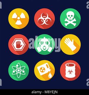 Biohazard Icons Flat Design Circle Stock Vector