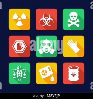Biohazard Icons Flat Design Stock Vector