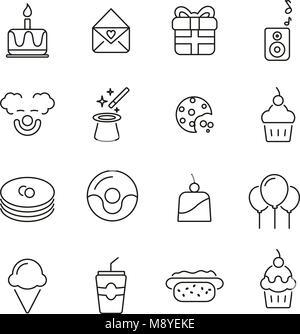 Birthday Party Icons Thin Line Vector Illustration Set Stock Vector
