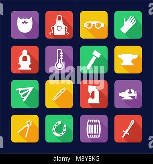 Blacksmith Icons Flat Design Stock Vector