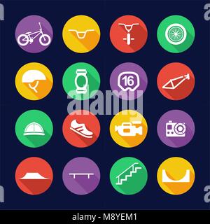 BMX Icons Flat Design Circle Stock Vector
