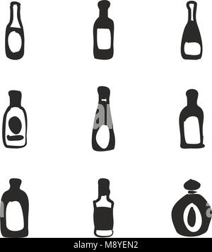 Bottle Icons Freehand Fill Stock Vector