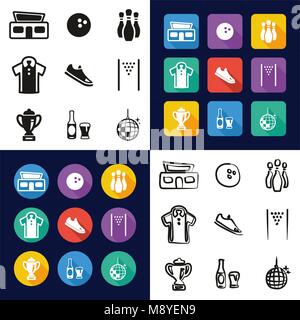 Bowling Sport & Equipment Icons Thin Line Vector Illustration Set Stock Vector