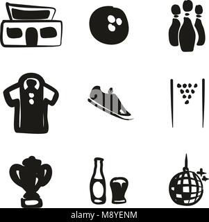 Bowling Icons Freehand Fill Stock Vector