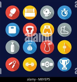 Boxing Icons Flat Design Circle Stock Vector