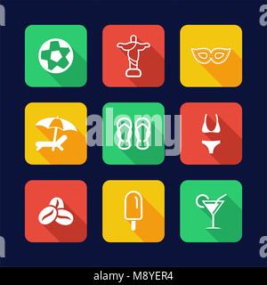 Brazilian Culture Icons Flat Design Stock Vector