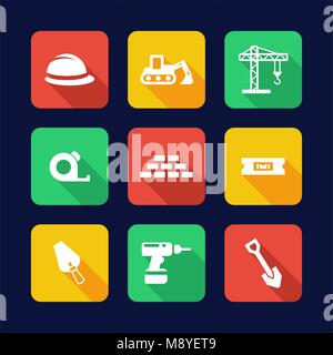 Builders Site Icons Flat Design Stock Vector