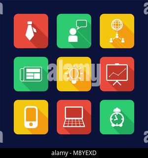 Business Icons Flat Design Stock Vector
