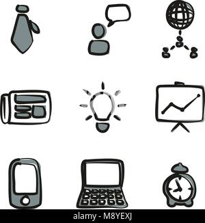 Business Icons Freehand 2 Color Stock Vector