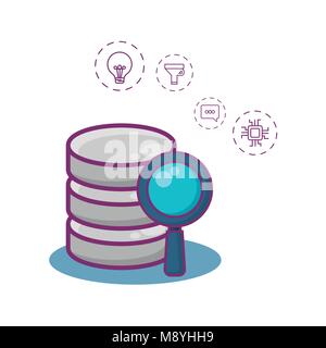 Data server and big data related icons over white background, vector illustration Stock Vector