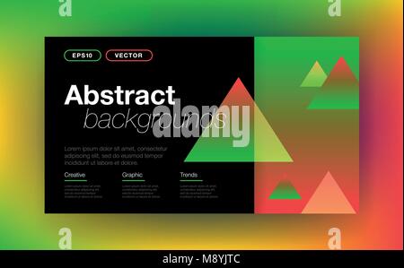Geometric background with abstract shapes on black background in trendy style. For cover template design or mockup brochure Stock Vector