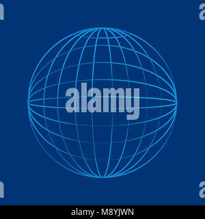 Globe wireframe in flat style Stock Vector